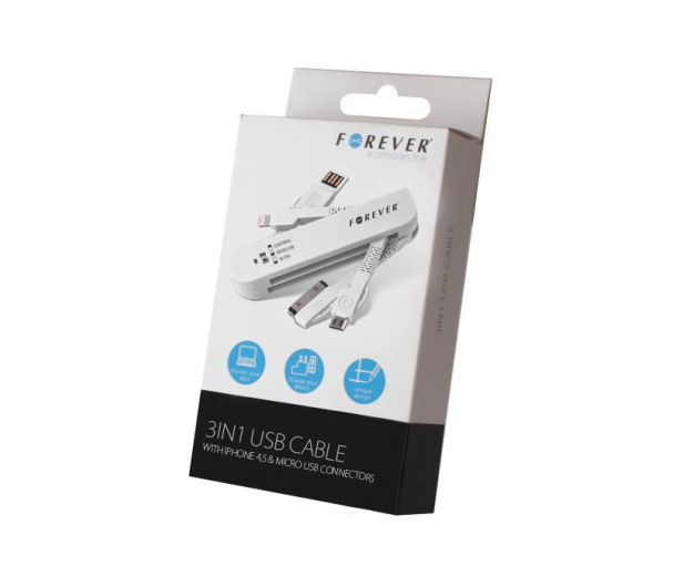 FOREVER Kabel 3w1 scyzoryk iPhone4, iPhone5 Biały - 1405197 - zdjęcie 2